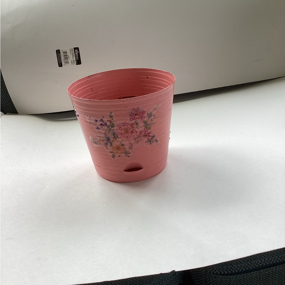 Hand Crafted Pink Vase with Floral Accents
